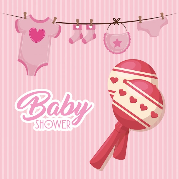 Tarjeta de baby shower con set de iconos