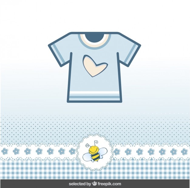 Vector gratuito tarjeta de bienvenida del bebé con la camiseta azul