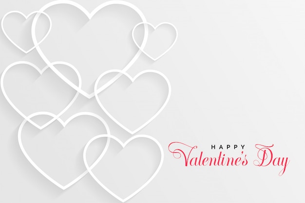 Tarjeta blanca del día de San Valentín con corazones de línea
