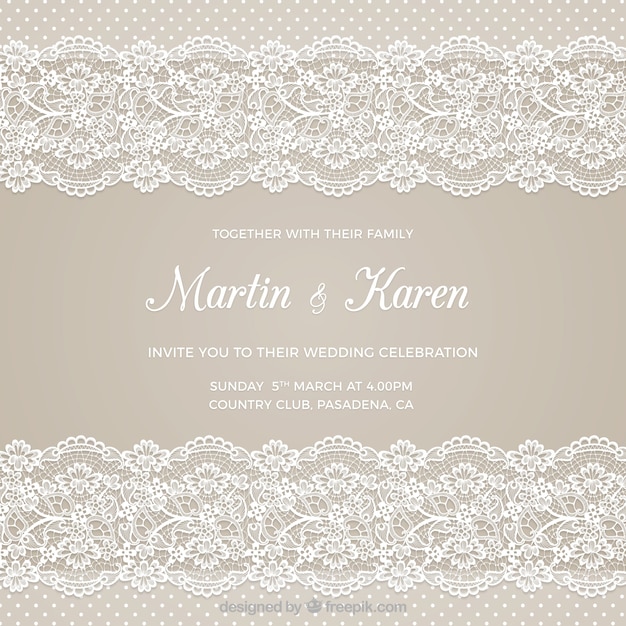 Tarjeta de boda con bordado