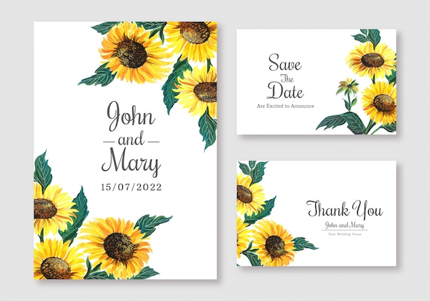 Vector gratuito tarjeta de boda elegante set diseño de plantilla