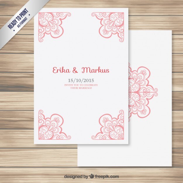Tarjeta de boda con esquinas ornamentales