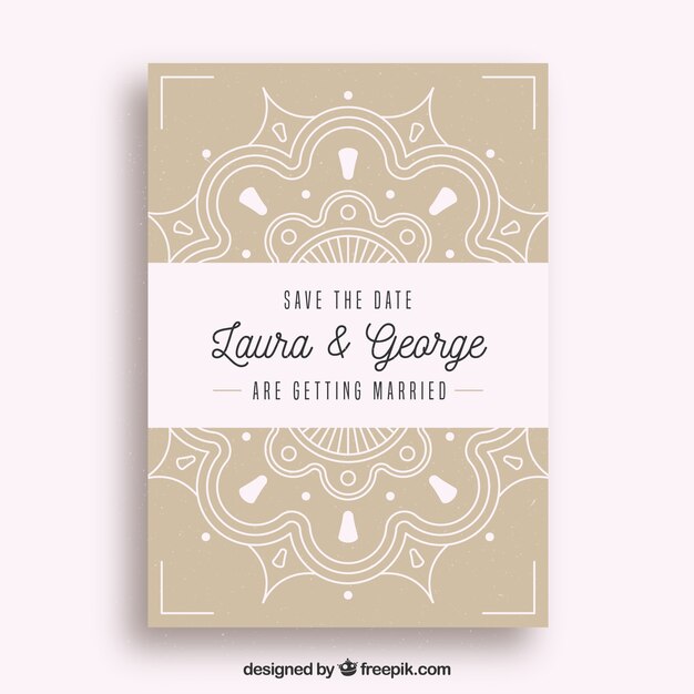 Tarjeta de boda étnica con mandala