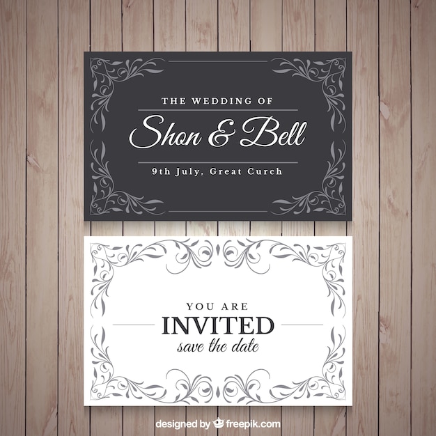 Vector gratuito tarjeta de boda floral ornamental