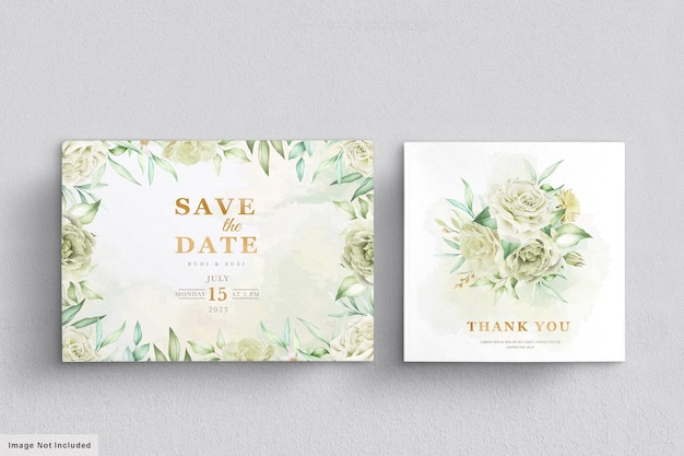 tarjeta de boda con flores verdes