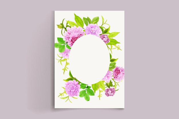 Tarjeta de boda con hermosa acuarela rosa y verde floral