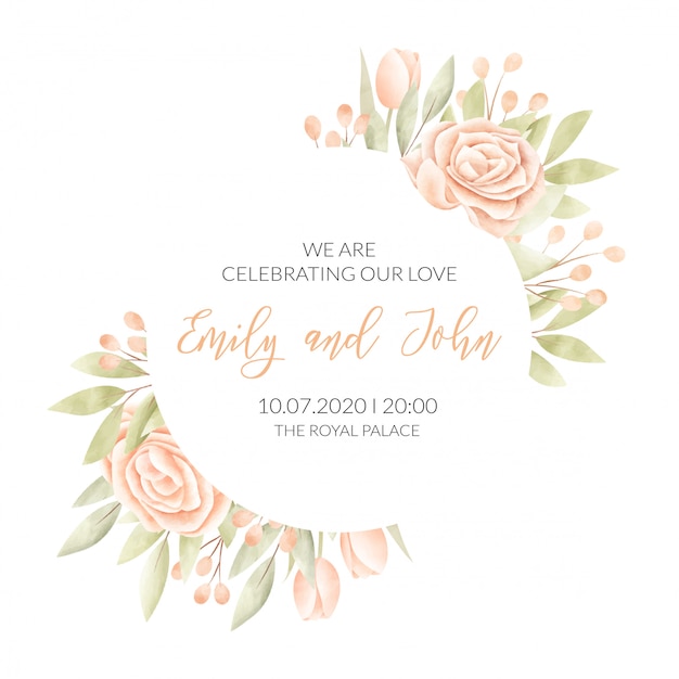 Vector gratuito tarjeta de boda con marco floral