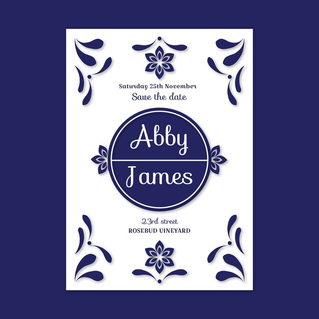 Tarjeta de boda mínima