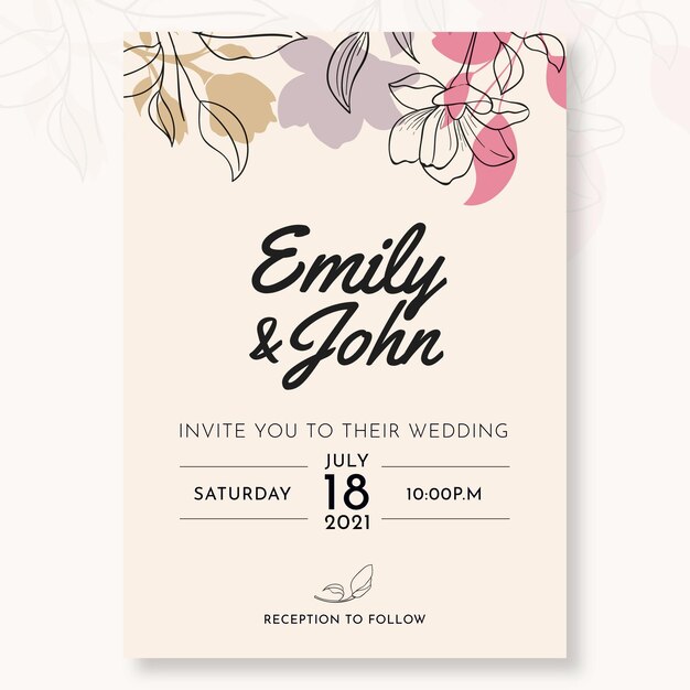 Tarjeta de boda mínima