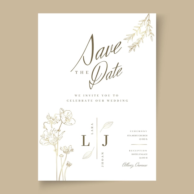 Tarjeta de boda mínima