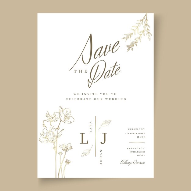 Tarjeta de boda mínima