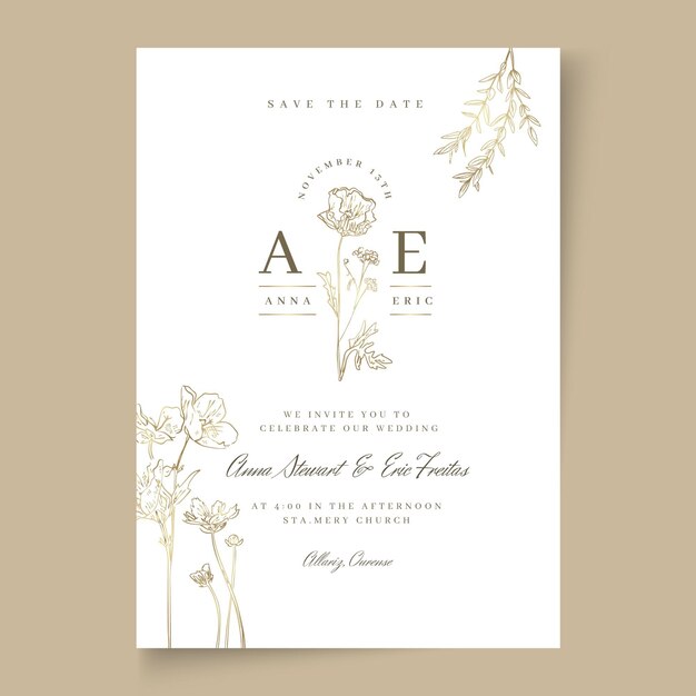 Tarjeta de boda mínima