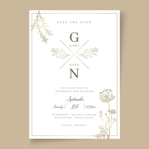Tarjeta de boda mínima