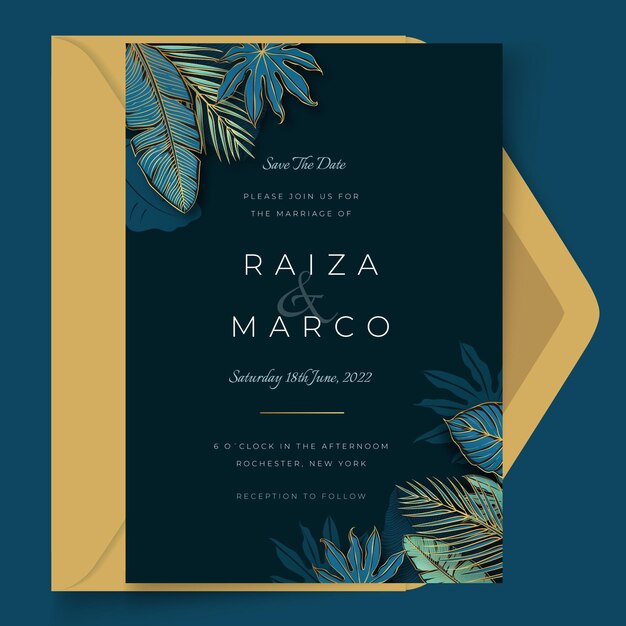 Tarjeta de boda mínima