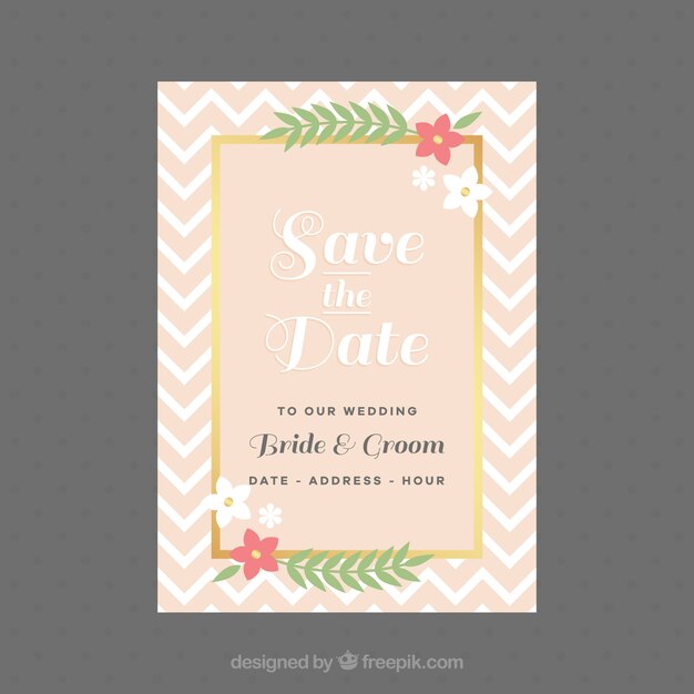 Tarjeta de boda moderna con estilo floral