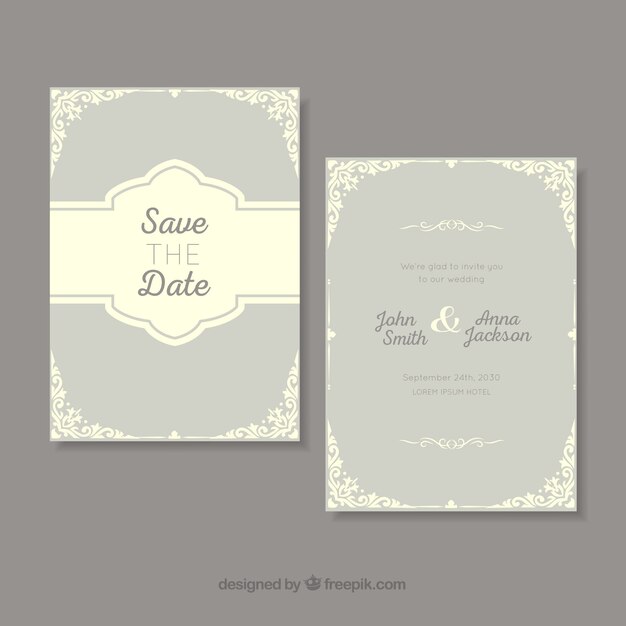 Tarjeta de boda con ornamentos