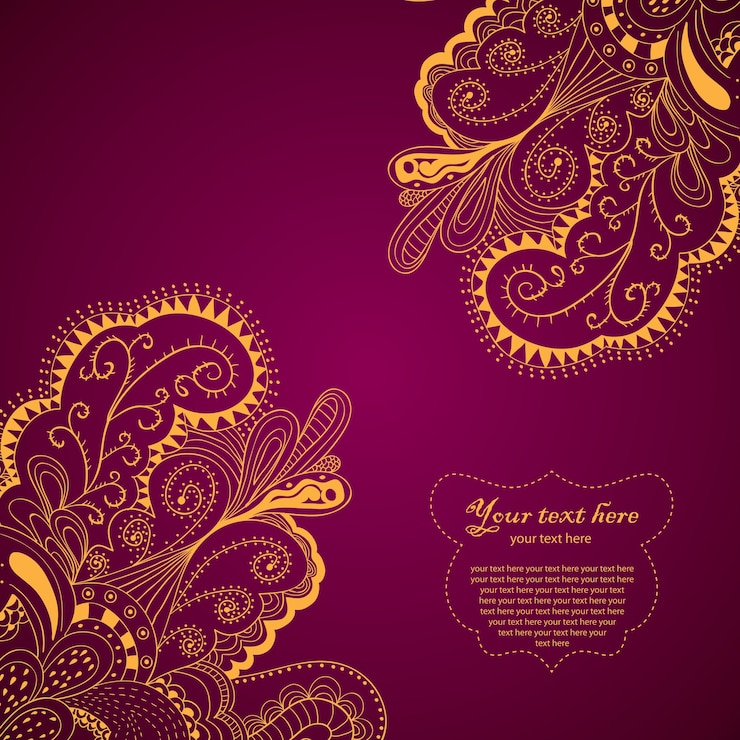 Vector gratuito tarjeta de borde de elemento decorativo con diseño de onda e ilustración de tema de paisley