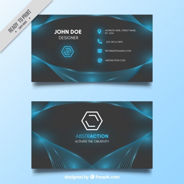 Tarjeta brillante de negocios azul y gris
