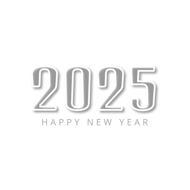 Tarjeta de celebración del año nuevo 2025 sobre fondo blanco