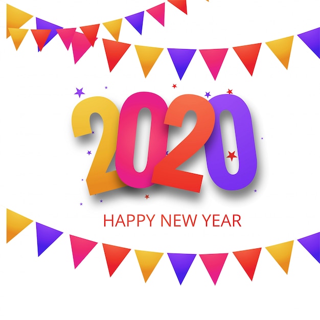 Tarjeta de celebración de año nuevo hermoso festival 2020