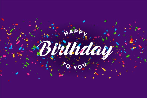 Tarjeta de celebración de cumpleaños feliz con confeti cayendo