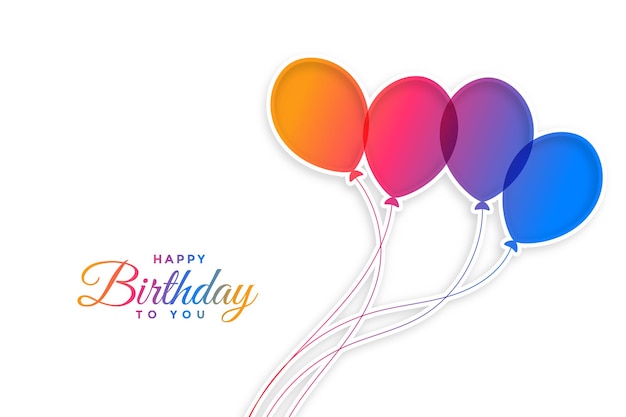 Tarjeta de celebración de cumpleaños con globos de colores