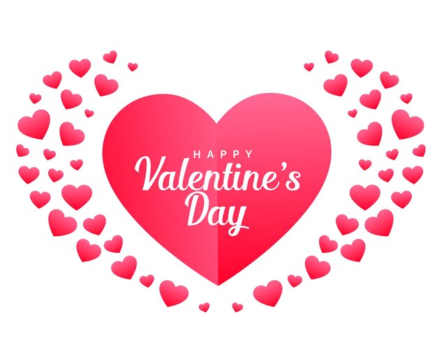 Tarjeta de celebración de feliz día de san valentín hecha con corazones