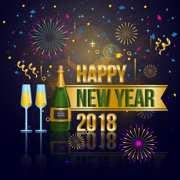 Tarjeta de celebración moderna feliz año nuevo 2018