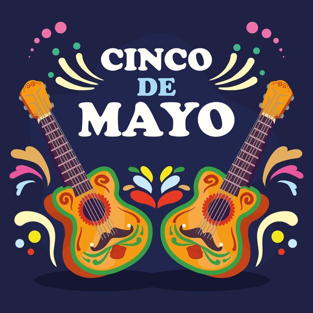 tarjeta cinco de mayo con guitarras