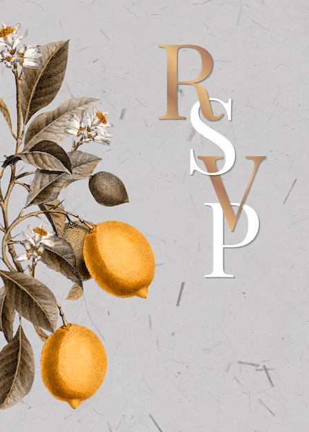 Vector gratuito tarjeta citrus rsvp