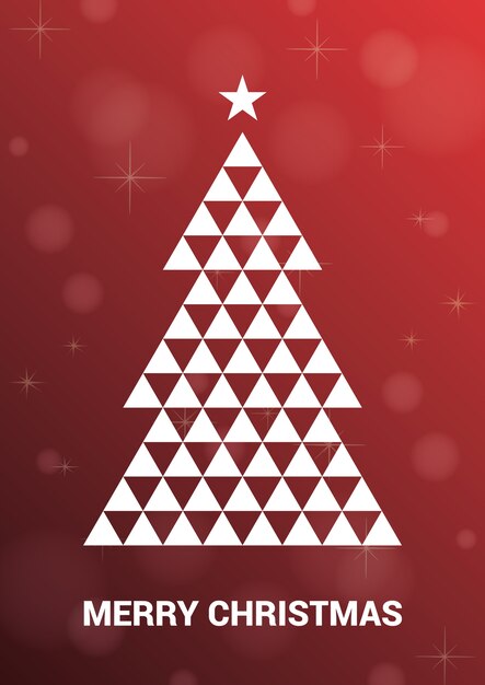 Tarjeta CMYK de Navidad con árbol abstracto