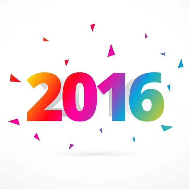 Tarjeta colorida de feliz 2016 Nuevo Año