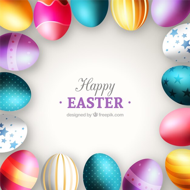 Tarjeta de coloridos huevos de Pascua