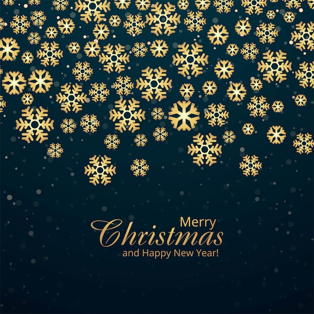 Tarjeta de copos de nieve decorativos de feliz Navidad y feliz año nuevo fondo