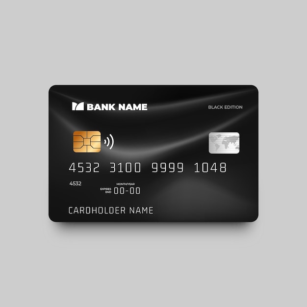 Vector gratuito tarjeta de crédito monocromática realista