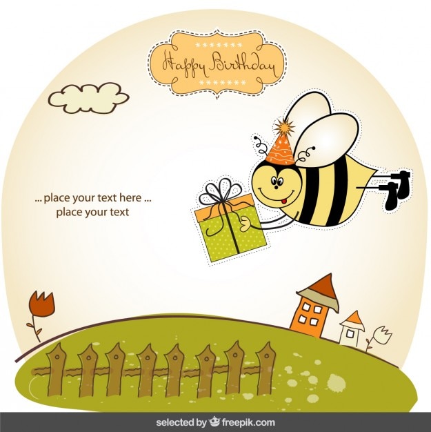 Tarjeta de cumpleaños con la abeja divertida