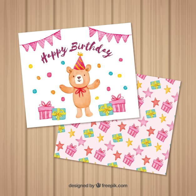 Tarjeta de cumpleaños en acuarela