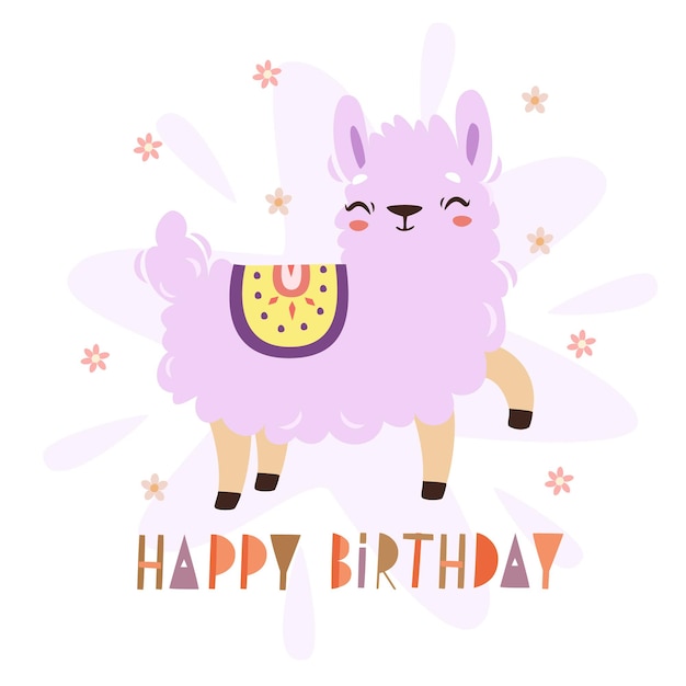 tarjeta de cumpleaños de alpaca
