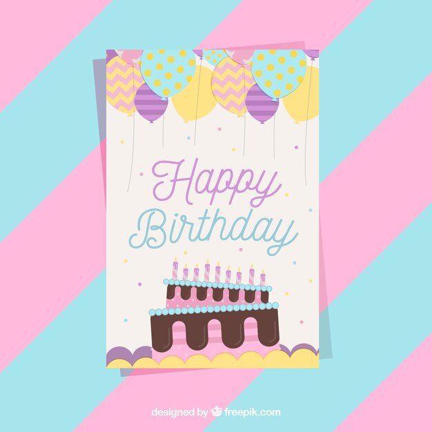 Tarjeta de cumpleaños bonita en diseño plano