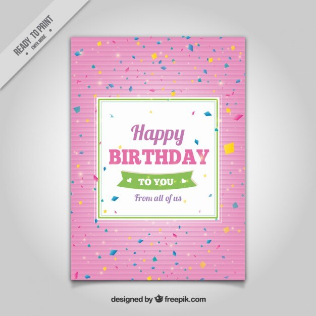 Tarjeta de cumpleaños de confeti de colores