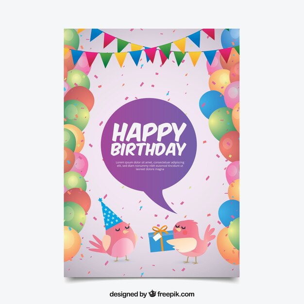 Tarjeta de cumpleaños en diseño plano