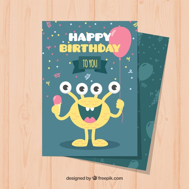 Tarjeta de cumpleaños en diseño plano