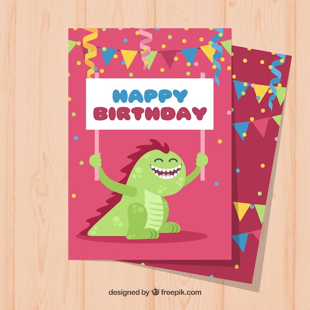 Vector gratuito tarjeta de cumpleaños en diseño plano