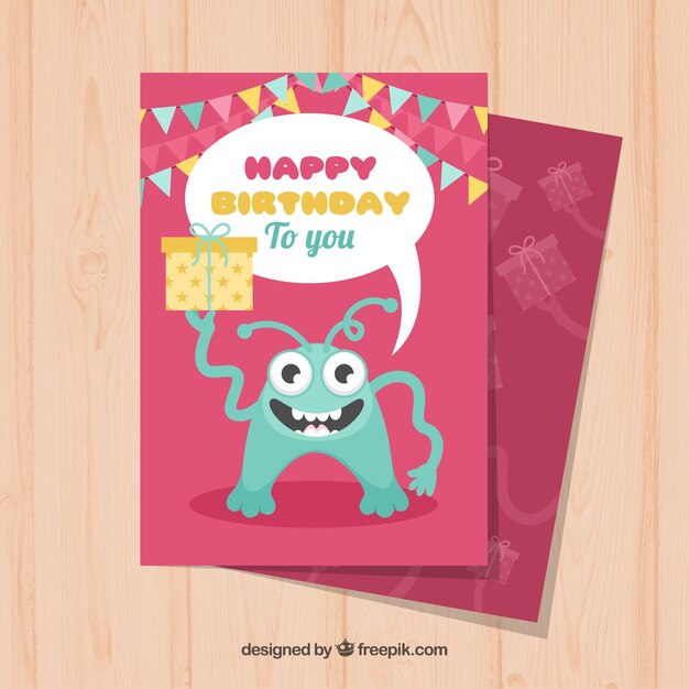 Tarjeta de cumpleaños en diseño plano
