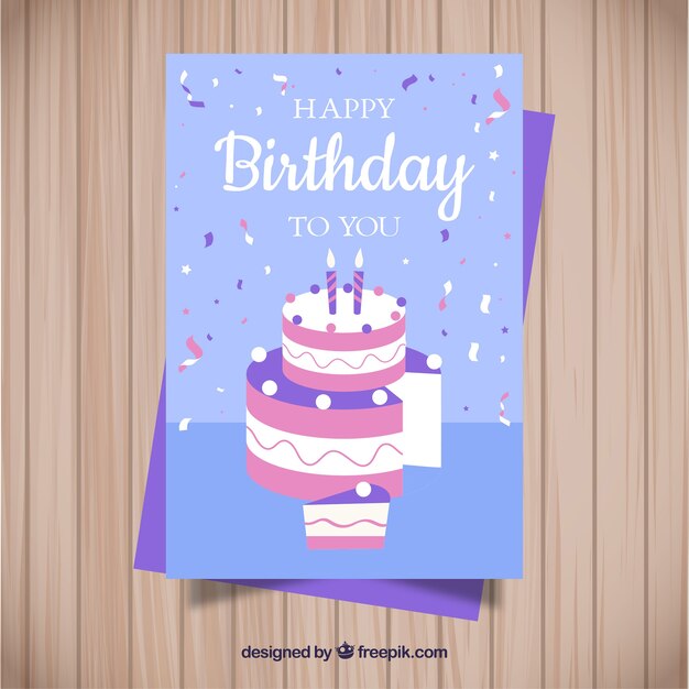 Tarjeta de cumpleaños en estilo plano