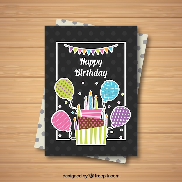 Tarjeta de cumpleaños en estilo plano