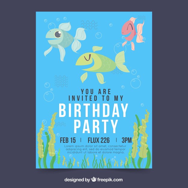 Tarjeta de cumpleaños en estilo plano