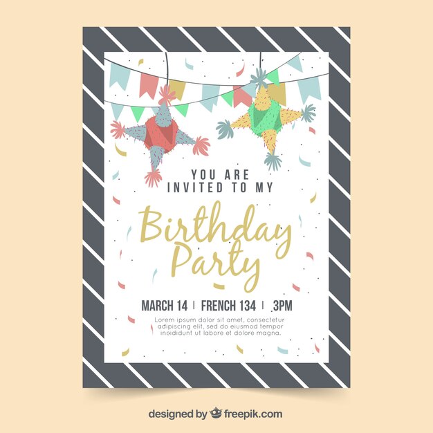 Tarjeta de cumpleaños en estilo plano