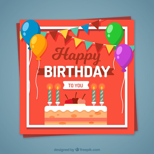 Tarjeta de cumpleaños en estilo plano