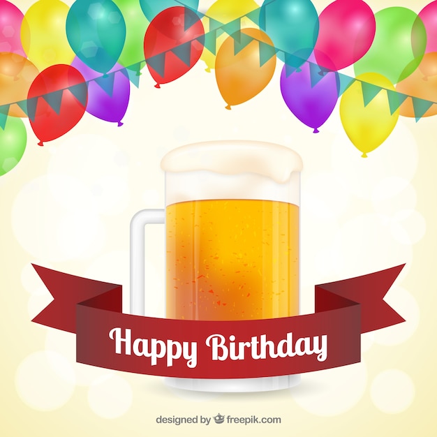 Tarjeta de cumpleaños feliz con cerveza